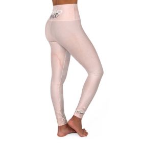 High Waisted Yoga Leggings, Peach Marble Style Fitness Pants