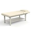 80 Inches Wide - Quality Leather Beauty Spa Furniture Massage Table Bed Iron on Round Legs Facial Bed Beauty Bed - Beige Gray