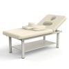 80 Inches Wide - Quality Leather Beauty Spa Furniture Massage Table Bed Iron on Round Legs Facial Bed Beauty Bed - Beige Gray