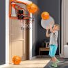 Indoor Mini Basketball Hoop Set Over Door Basketball Hoop with 4 Inflatable Balls Electric Audio Scorer Foldable Basket Gift for Kids and Adults