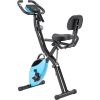 Folding Exercise Bike, Fitness Upright and Recumbent X-Bike with 16-Level Adjustable Resistance, Arm Bands and Backrest