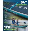 11'6''/11'√ó34" Extra Wide Inflatable Stand Up Paddle Board, Stable Long SUP for 2 People/Family, Shoulder Strap, 5 Handles