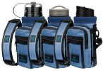 Blue Water Bottle Holder Carrier Bottle Cooler w Adjustable Shoulder Strap and Front Pockets Suitable for 16 oz to 25oz Bottles Carry Protect Insulate