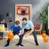 Indoor Mini Basketball Hoop Set Over Door Basketball Hoop with 4 Inflatable Balls Electric Audio Scorer Foldable Basket Gift for Kids and Adults