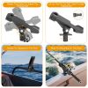 Boat Fishing Pole Rod Holder 360¬∞ Rotatable Kayak Side Rail Mount Adjustable Folding Rod Holder w/ Large Clamp