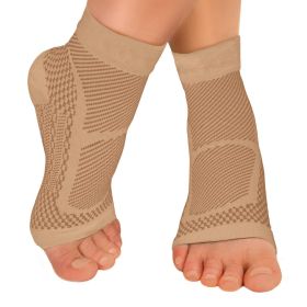 Compression Sports Ankle Brace; Heel Protector For Pain Relief; Outdoor Sports Accessories (Color: Skin Tone, size: L-XL)