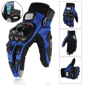 1 Pair Riding Tribe Touch Screen Motorcycle Gloves, Full Finger Hard Knuckle Safety Gloves Motos Luvas Motocross Protective Gear Racing Gloves (Color: Blue, size: M)