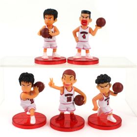 5pcs/pack 2.3inch/6cm White/Red Manga Action Figure Toys; Basketball Anime Figures (Color: White)