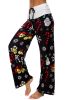 Christmas Snowflake Elk Print Stitched Casual Wide Leg Pants