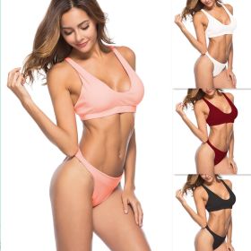 Summer New European and American Sexy Two-piece Bikini Women (Color: Pink, size: M)