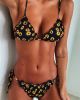 Sunflower Print Bikini New Swimwear Women's Fluffy Swimwear Strap Bikini