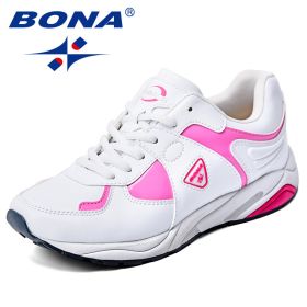 BONA New Popular Style Women Running Shoes Synthetic Lace Up Female Athletic Shoes Outdoor Lady Jogging Shoes Fast Free Shipping (Color: Black peach red, size: 7)