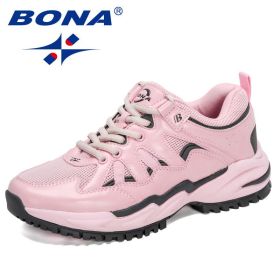 BONA 2022 New Designers Classics Sneakers Women Mesh Breathable Running Shoes Ladies Walking Shoes Jogging Footwear Feminimo (Color: WHITE DEEP BLUE, size: 7.5)