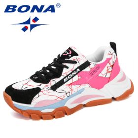 BONA 2022 New Designers Mesh Breathable Running Shoes Women Outdoor Walking Shoes Woman Fashion Sneakers Ladies Jogging Footwear (Color: Black orange, size: 8)