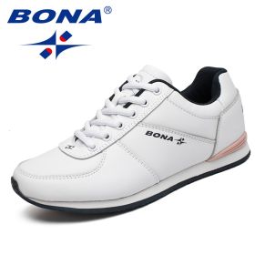 BONA New Classics Style Women Running Shoes Lace Up Women Athletic Shoes Outdoor Jogging Sneakers Comfortable Fast Free Shipping (Color: BLACK PINK, size: 7)