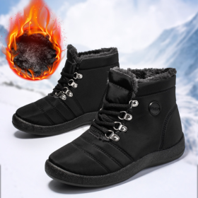 2022 Women's Winter Wish Warm Mother Cotton Boots Non-slip Waterproof Short Boots Plus Velvet Tendon Bottom Snow Boots One Drop (Color: Black, size: 39)