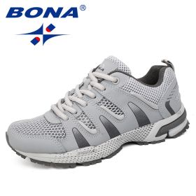 BONA New Arrival Classics Style Women Running Shoes Outdoor Jogging Sneakers Comfortable Athletic Shoes Women Fast Free Shipping (Color: LIGHT GREY DARK GREY, size: 7.5)