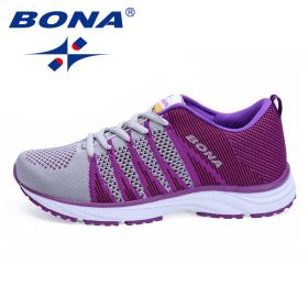 BONA New Typical Style Women Running Shoes Outdoor Walking Jogging Sneakers Lace Up Mesh Athletic Shoes soft Fast Free Shipping (Color: Gray, size: 6.5)