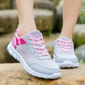 Big Size Sport Run Shoes for Women Female Outdoor Breathable Mesh Sneakers Newest Students Anti-slip Athletic Travel Light Shoes (Color: Grey blue, size: 6.5)