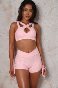 Best Selling Casual Suit Sexy Backless Wrapped Chest Strap Casual Suit (Color: Pink, size: S)