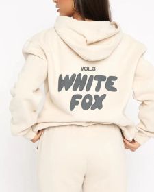 Hoodie-white Fox Outerwear -two Pieces Of Hoodie Suits Long -sleeved Hooded Outfit Set Jst (Color: Apricot, size: L)