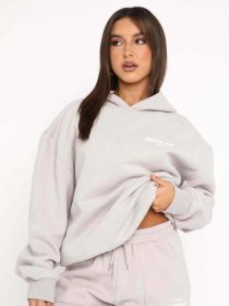 Hoodie-white Fox Outerwear -two Pieces Of Hoodie Suits Long -sleeved Hooded Outfit Set Jst (Color: SilverGrey, size: L)