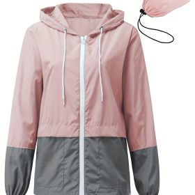 Women's Outwear Women Rain Coats Lightweight Waterproof Outdoor Rain Jacket (Color: Pink, size: XXL(14))