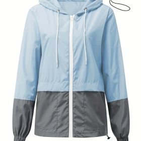 Women's Outwear Women Rain Coats Lightweight Waterproof Outdoor Rain Jacket (Color: Sky blue, size: XL(12))