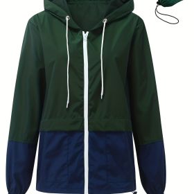 Women's Outwear Women Rain Coats Lightweight Waterproof Outdoor Rain Jacket (Color: Dark Green, size: M(6))