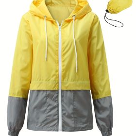 Women's Outwear Women Rain Coats Lightweight Waterproof Outdoor Rain Jacket (Color: Yellow, size: L(8/10))