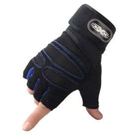 Gloves Weight Exercises Half Finger Lifting Gloves Body Building Training Sport Gym Fitness Gloves for Men Women (Color: Blue, size: M)