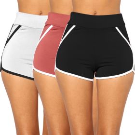 new women's shorts wild beach pants sexy sports hot pants (Color: Dark pink, size: M)