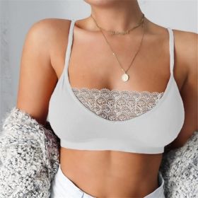 Women No Chest Pad Lace Bra Summer Camisole Chest Wrap Tank Tops Vest Ladies Small Size Strappy Tops (Color: White, size: XL)