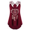 European and American women's new wind chime print strap lace T-shirt