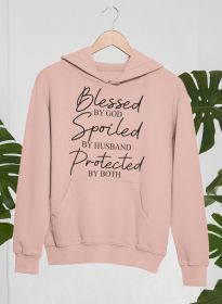 Blessed By God Spoiled By Husband Protected By Both Hoodie (Color: Heather Prism Peach, size: medium)