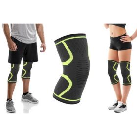 2-Pack Knee Compression Sleeve Support (Color: Lime Green, size: M)