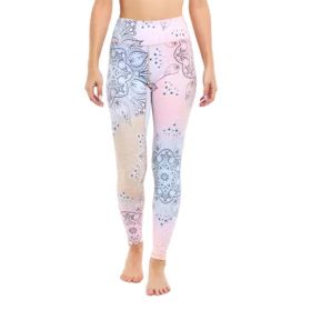 Floral Printed Set Yoga Pants Pilates Training Wear (Colour: Pink, size: M)