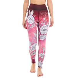 Floral Printed Set Yoga Pants Pilates Training Wear (Colour: Cherry blossom powder, size: XL)