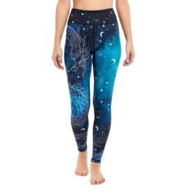 Floral Printed Set Yoga Pants Pilates Training Wear (Colour: Starry Blue, size: XL)