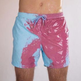 Color-changing Beach Shorts Men Quick Dry Swimwear Beach Pants Warm Color Discoloration Shorts Swimming Surfing Board Shorts (Color: D, size: S)