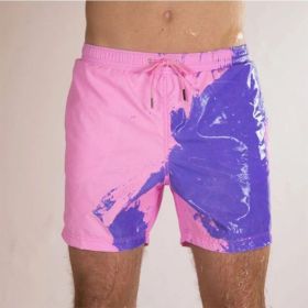 Color-changing Beach Shorts Men Quick Dry Swimwear Beach Pants Warm Color Discoloration Shorts Swimming Surfing Board Shorts (Color: B, size: M)