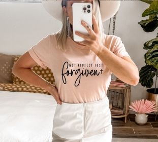 Not Perfect Just Forgiven T-Shirt, Bible Scripture Shirt, Jesus Cross Shirt, Retro Religious Shirt, Christian Faith Shirt, Inspirational Shirt (size: XS)