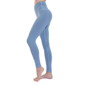 Women's High Waist Leggings Yoga Sport Pants (Color: Light Blue, size: XL)