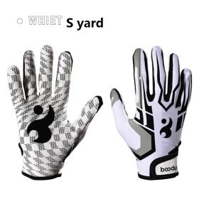 1 Pair Adults Profession Sports Gloves Breathable Anti-slip American Football Baseball Gloves Full Finger Adjustable Gloves (Color: white S)