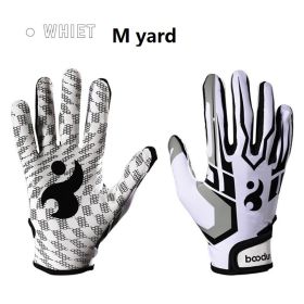 1 Pair Adults Profession Sports Gloves Breathable Anti-slip American Football Baseball Gloves Full Finger Adjustable Gloves (Color: white M)