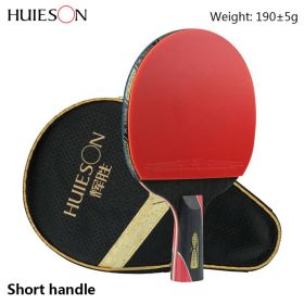 5 Star Carbon Fiber Table Tennis Racket Double Pimples-in Rubber PingPong Paddle Bat With Bag Dropshipping (Color: CS Short handle)