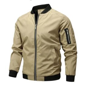 Mens Zipped Up Windbreaker Jacket (Color: Black, size: XL)