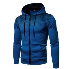 Mens Lightweight Zipped Up Hoodie (Color: Blue, size: XXXL)