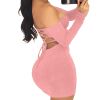 Summer Dress Sexy Back Lace Up Off The Shoulder Mini Dress Women Bodycon Club Dresses Fashion Vestidos