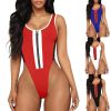 Women's New Swimwear Sexy Backless Hit Color Vest Top Personality Zipper Triangle Jumpsuit